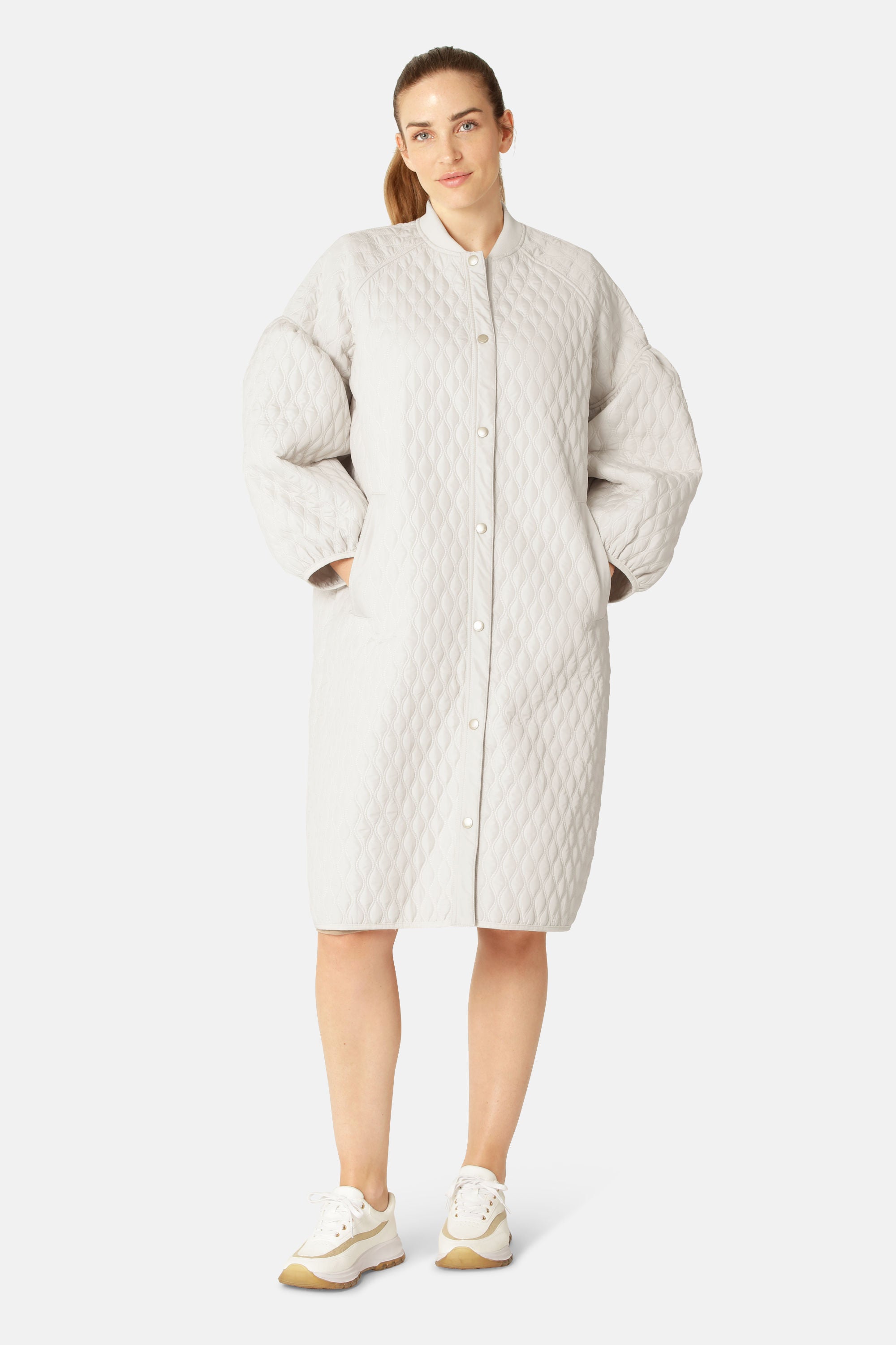 Veste matelassée longue - Crème au lait